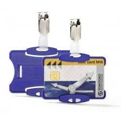 Durable 8118 06 Security Pass Holder With Clip Blue